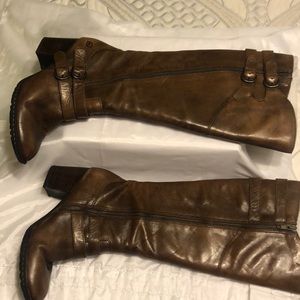 Brown leather boots